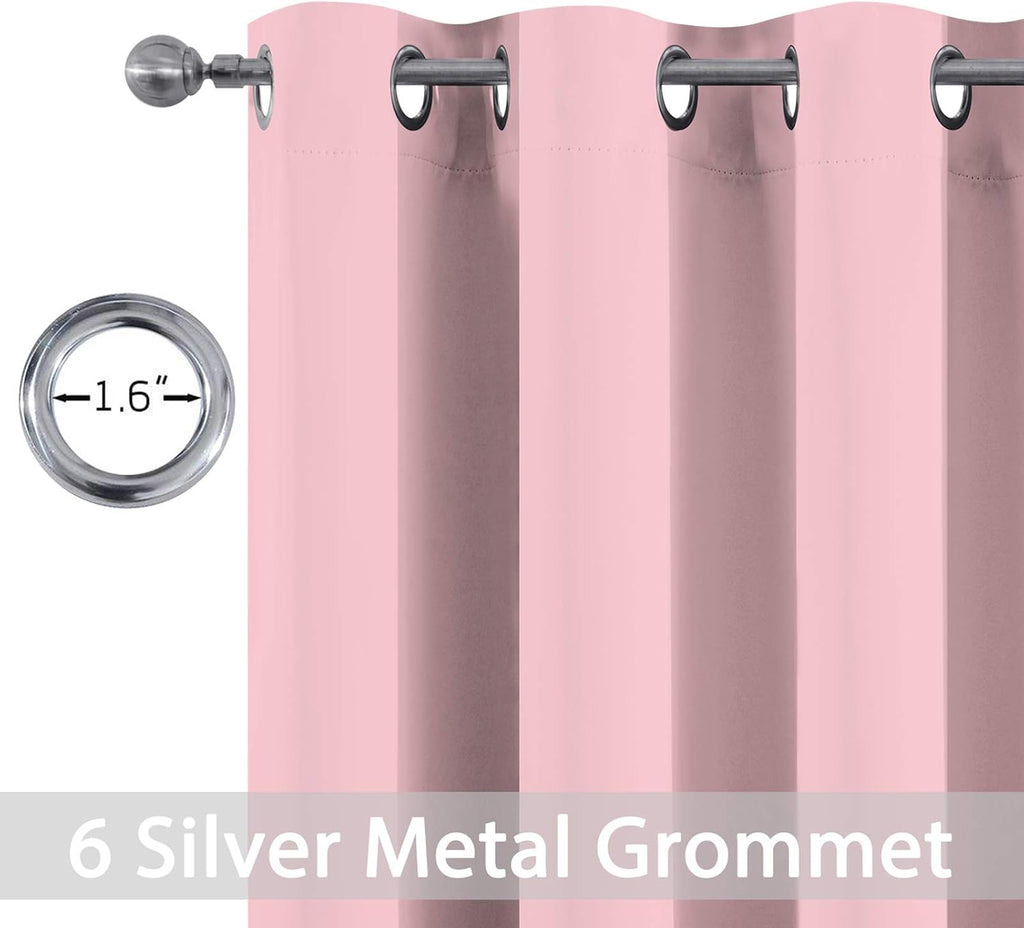 Yakamok Blackout Curtains Room Darkening Thermal Insulated with Grommet Window Curtain for Bedroom, 38Wx54L inch, Pink, 2 Panels