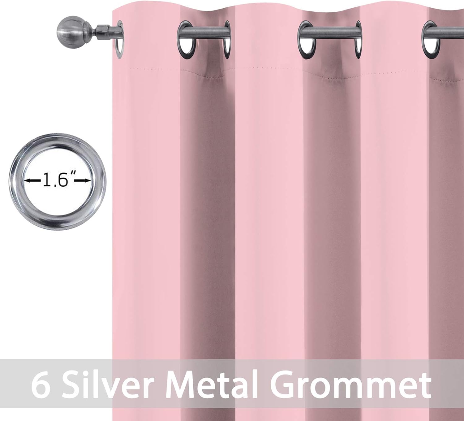 Yakamok Blackout Curtains Room Darkening Thermal Insulated with Grommet Window Curtain for Bedroom, 38Wx54L inch, Pink, 2 Panels