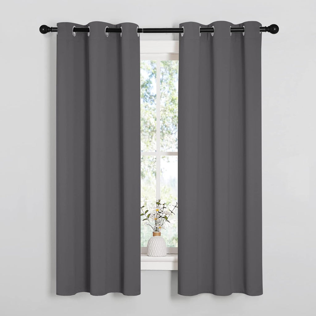 NICETOWN Grey Blackout Curtain Panels for Bedroom, Thermal Insulated Grommet Top Blackout Draperies and Drapes (2 Panels, W34 x L63…