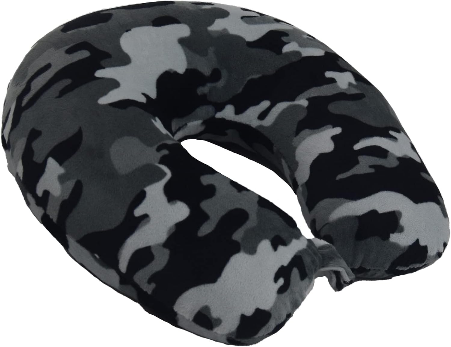 WorldsBest Wolf Essentials Adult Cozy Soft Microfiber Neck Pillow, Compact, Perfect for Plane or Car Travel, Black Camo (Pack of 2) Black