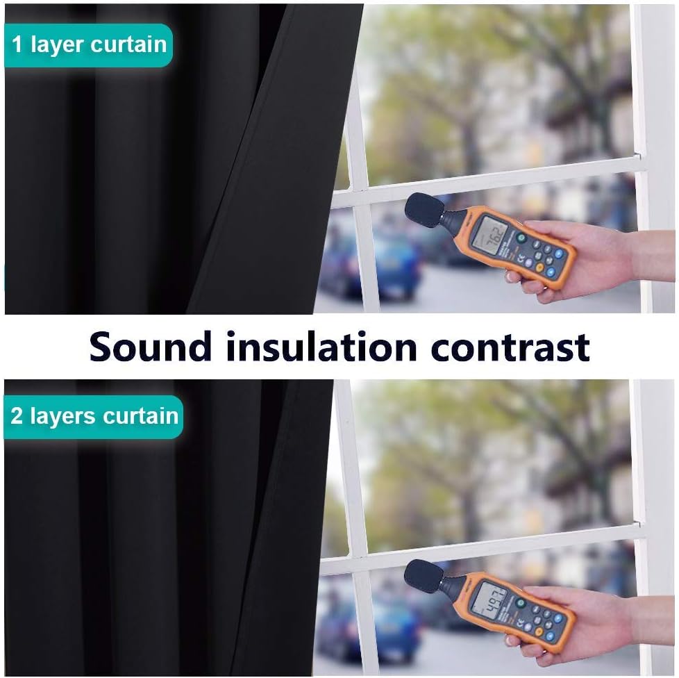 Nicetown 100% Blackout Window Curtain Panels, Full Light Blocking Drapes with Black Liner for Nursery, 72 inches Drop Thermal Bedroom Drape…