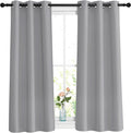 Nicetown Blackout Silver Grey Curtains 48 inch Length for Bedroom - Thermal Insulated Solid Grommet Vertical Drapes for Kitchen/Cafe (Set o…