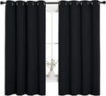 NICETOWN Bathroom Blackout Curtains and Drapes, Black Solid Thermal Insulated Grommet Blackout Drapery Panels for Window (2 Panels, 55…