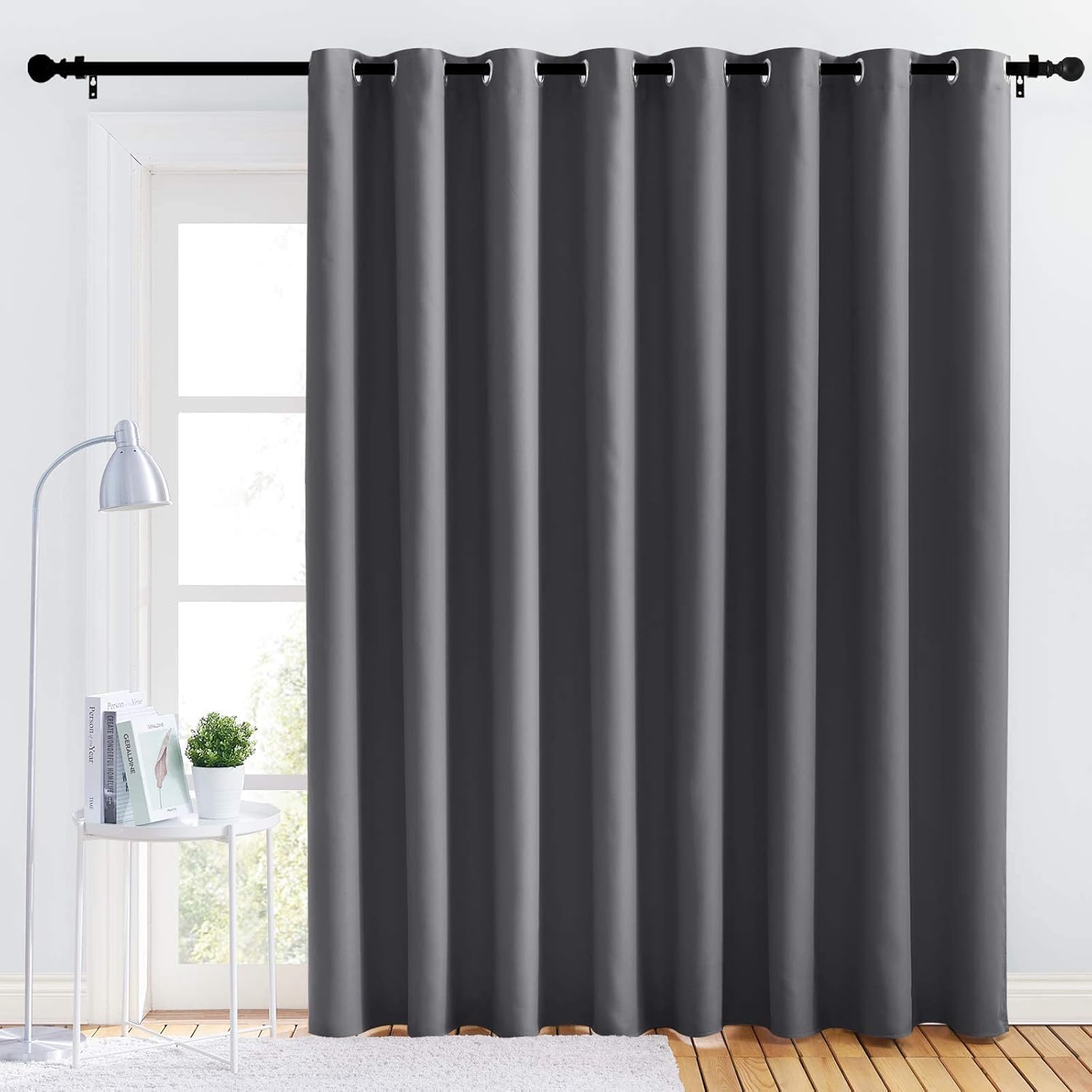NICETOWN Bedroom Blackout Curtain Panel - (120 inches by 84 inch, Grey, 1 PC) Energy Saving Thermal Insulated Grommet Blackout Drapery…