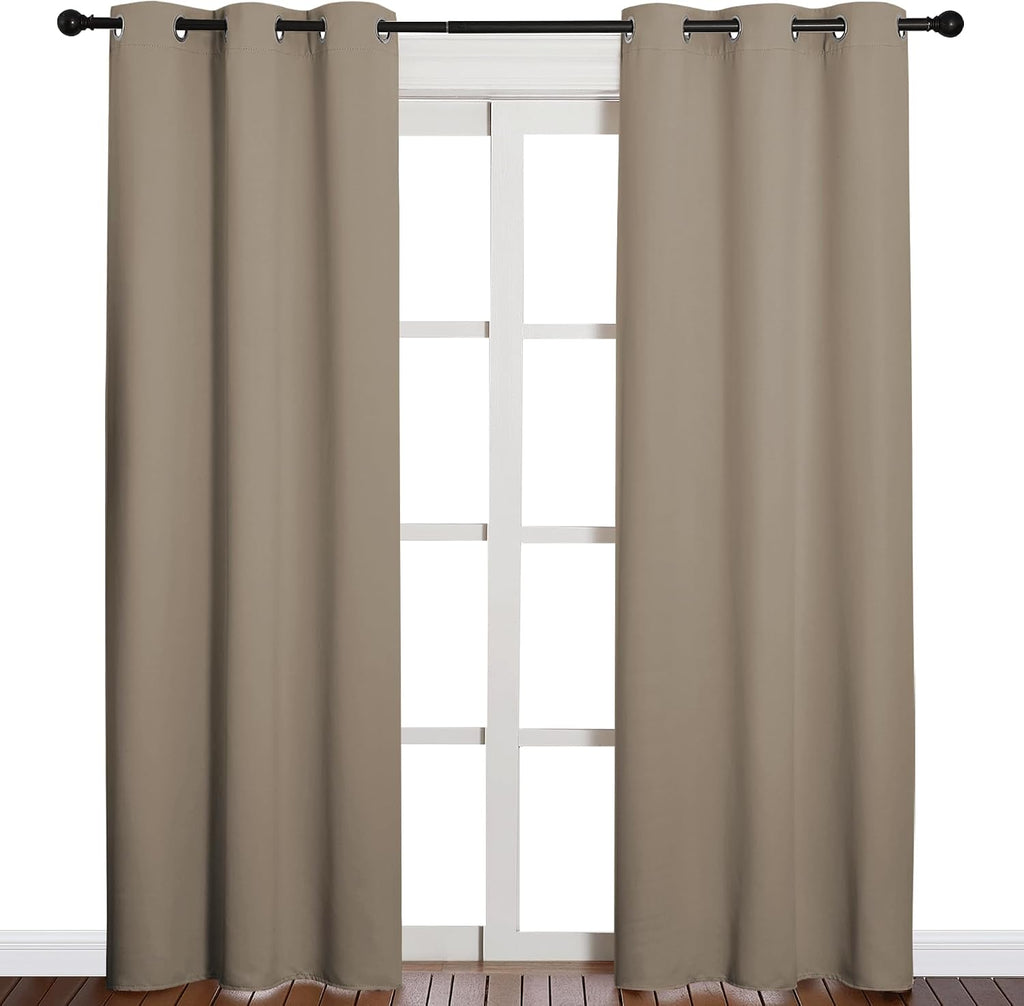 NICETOWN 84 inches Blackout Curtains for Office and Theater, Thermal Insulated Solid Grommet Drapes for Living Room (Taupe, 1 Pair, 42…