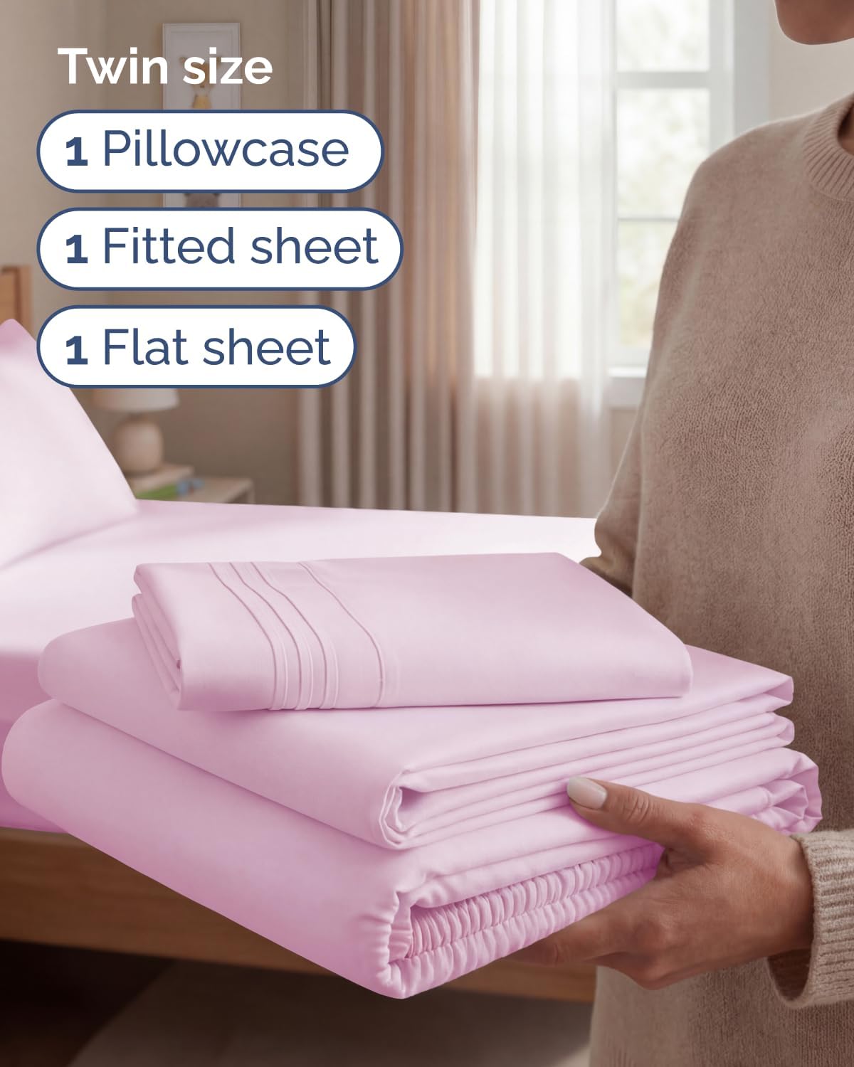 Twin Size 3 Piece Sheet Set - Comfy Breathable & Cooling Sheets - Hotel Luxury Bed Sheets for Women and Men - Deep Pockets, Easy-Fit…