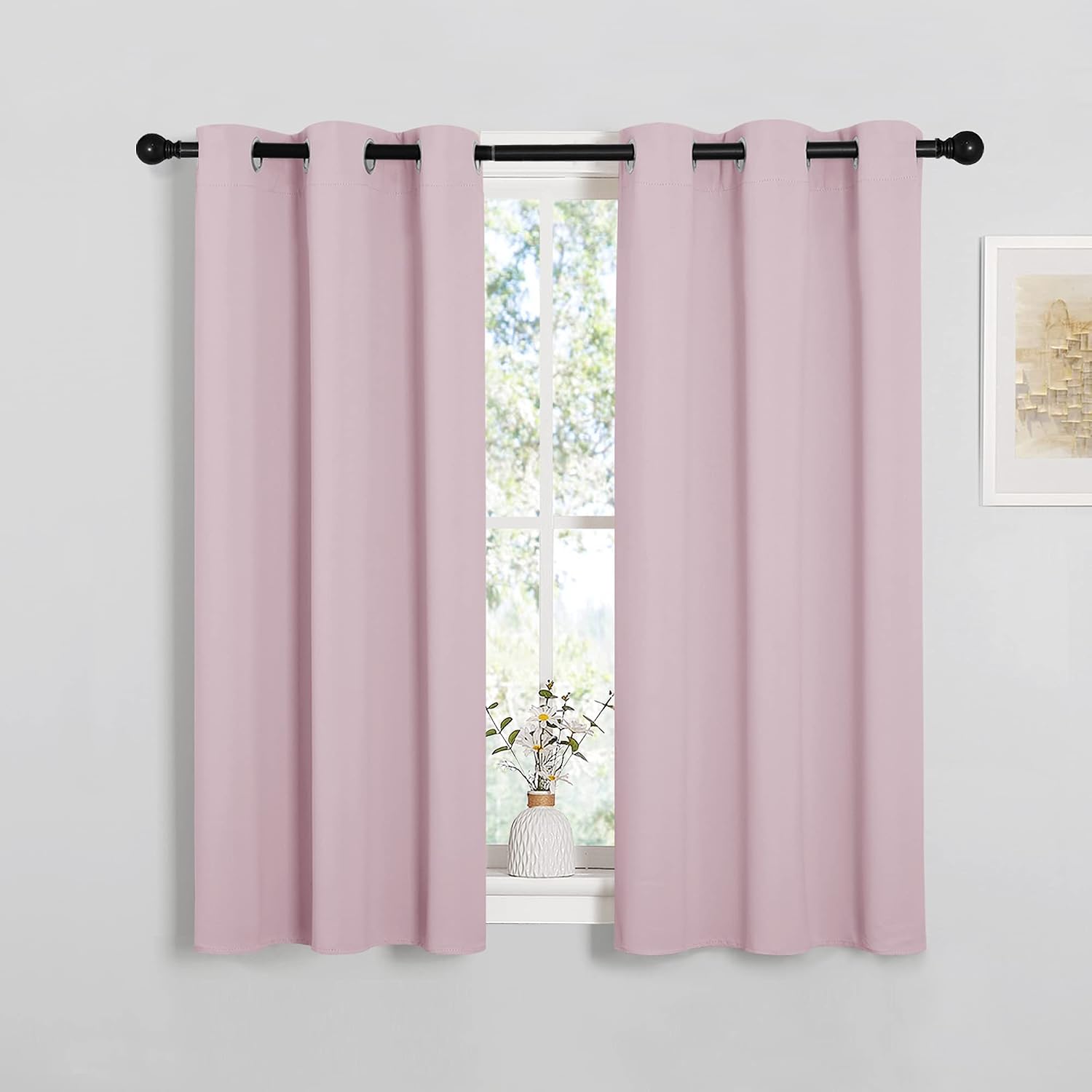 NICETOWN Room Darkening Curtain Panels for Girls Room, Nursery Essential Thermal Insulated Grommet Drapes for Small Window (Baby Pink, 2…