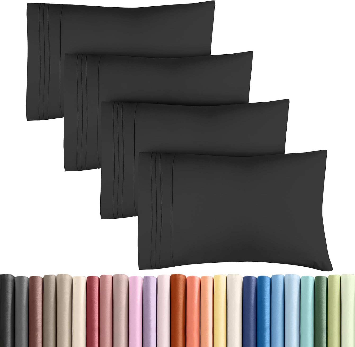 Queen Pillow Cases Set of 4 - Ultra Soft Hotel Quality Pillowcase Covers - Comfy, Cozy & Wrinkle Free - Shrinkage, Stain and Fade…