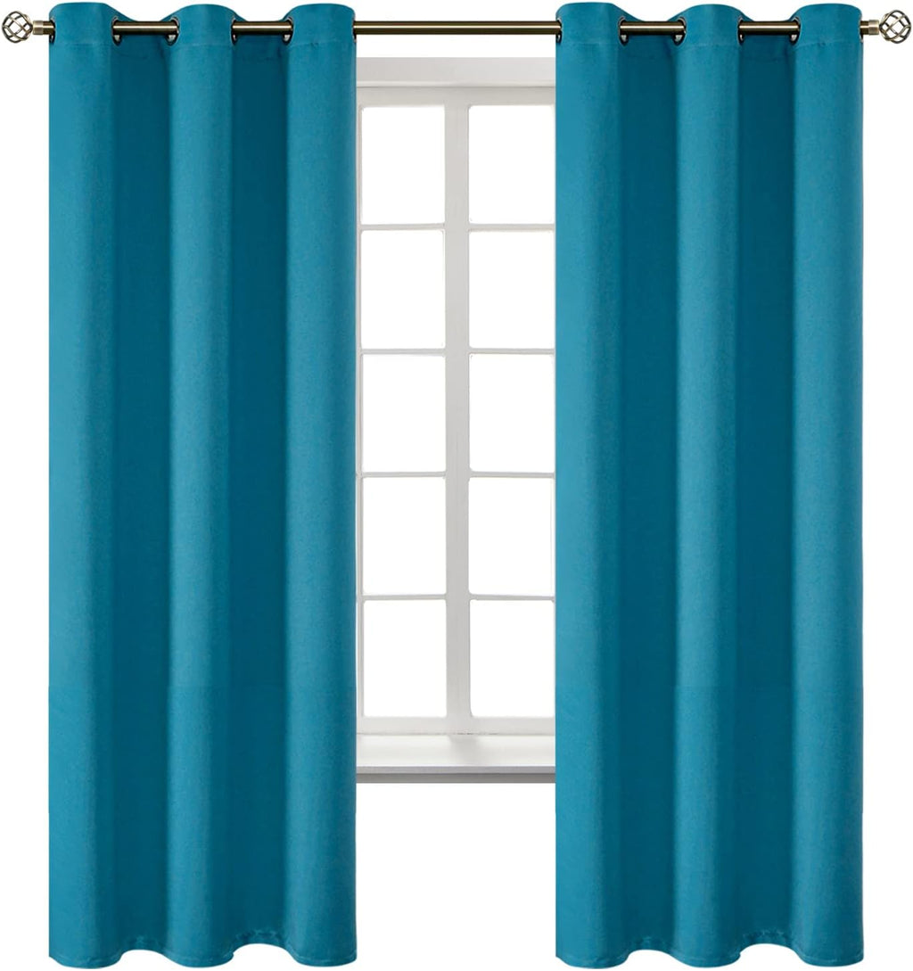 BGment Blackout Curtains - Grommet Thermal Insulated Room Darkening Bedroom and Living Room Curtains, Set of 2 Panels (42 x 63 Inch, Peacoc…