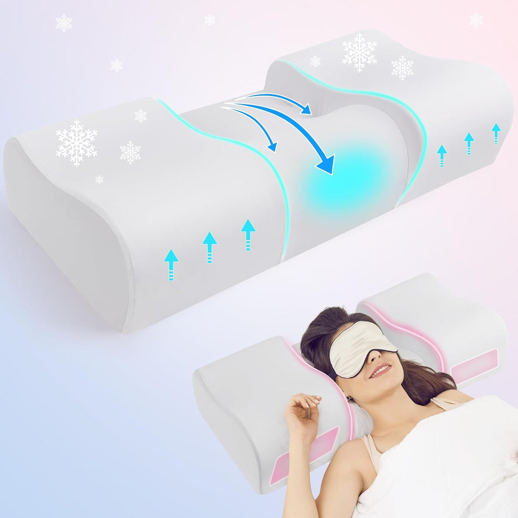VamorryDirect Anti Wrinkle Ergonomic Back Sleep Training Pillow: Cervical Memory Foam Anti Aging Beauty Pillow for Neck - Contoured Neck &…