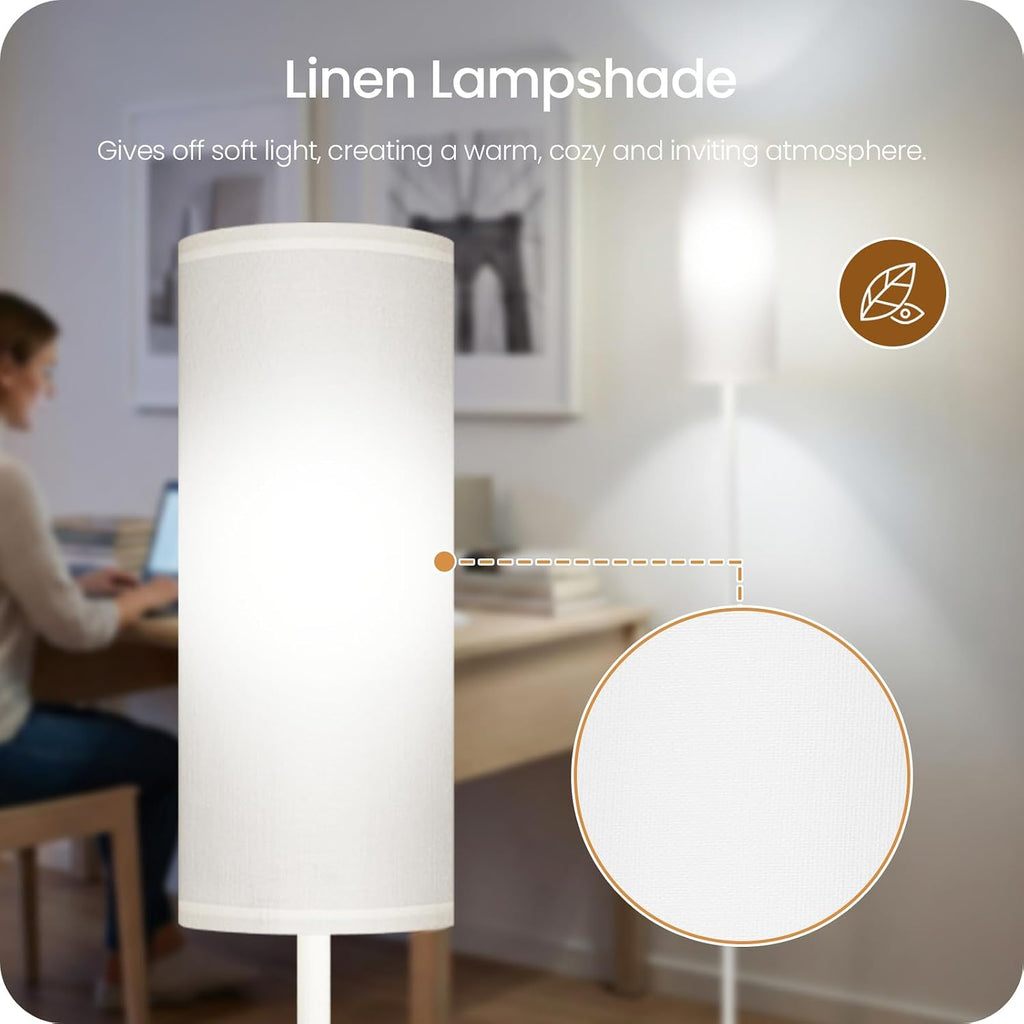 White Dimmable Floor Lamps for Living Room with Remote and Foot Switch, 64.4” Modern Standing Tall Lamp, Corner Lamp for Bedroom, Office…