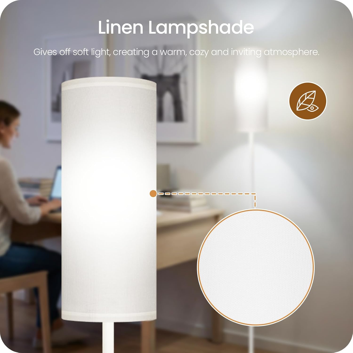 White Dimmable Floor Lamps for Living Room with Remote and Foot Switch, 64.4” Modern Standing Tall Lamp, Corner Lamp for Bedroom, Office…