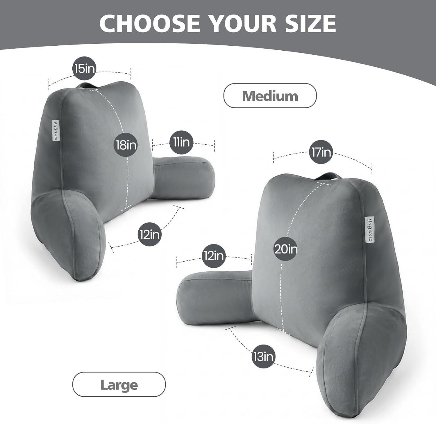 Reading Pillow for Bed Sitting Up, Adults and Teens Backrest with Arms, Velvet Back Support Pillow for Sitting on Sofa, Couch with…