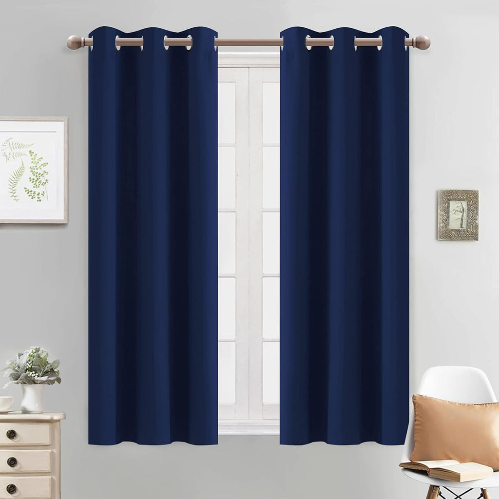 Yakamok Thermal Insulated Blackout Curtains for Bedroom, Light Blocking Grommet Window Drapes for Living Room(38 x 54Inch, Navy Blue, 2…