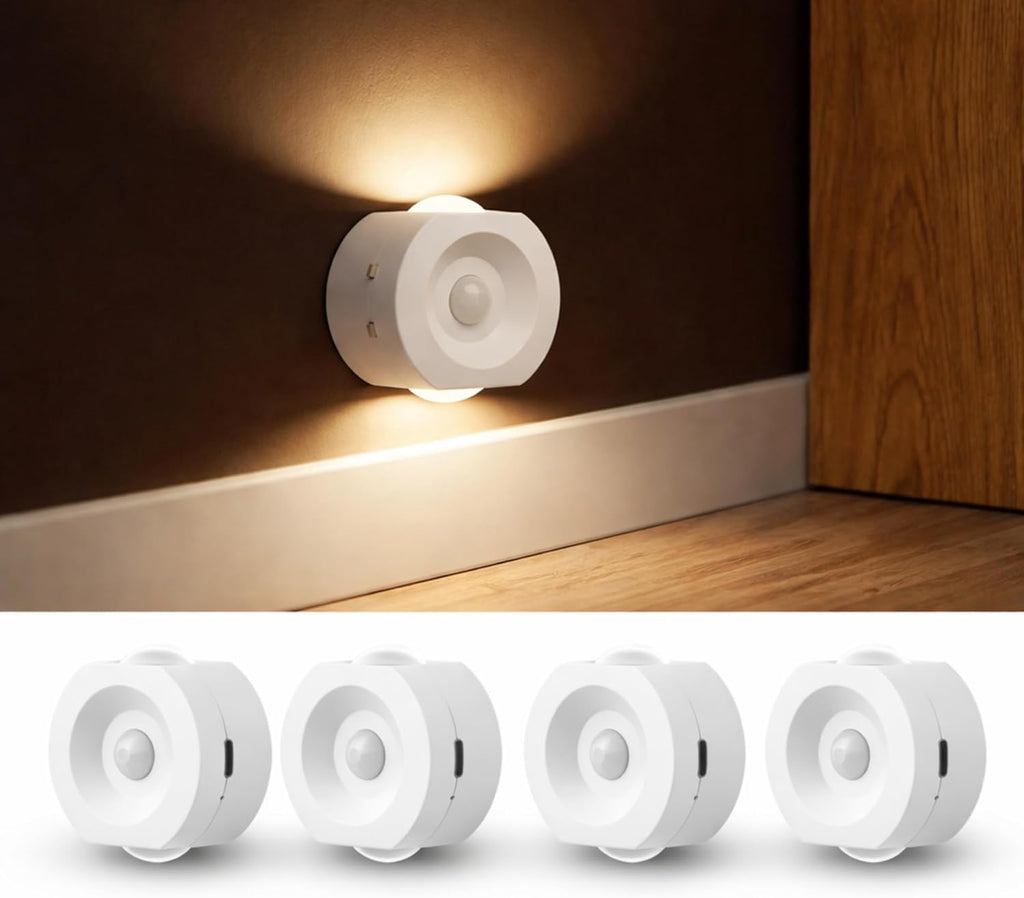 Horta Rechargeable Motion Sensor Night Light 4 Pack, Dimmable LED Night Lights with 4 Modes & 3 Color Temperatures, Magnetic Stick-On…