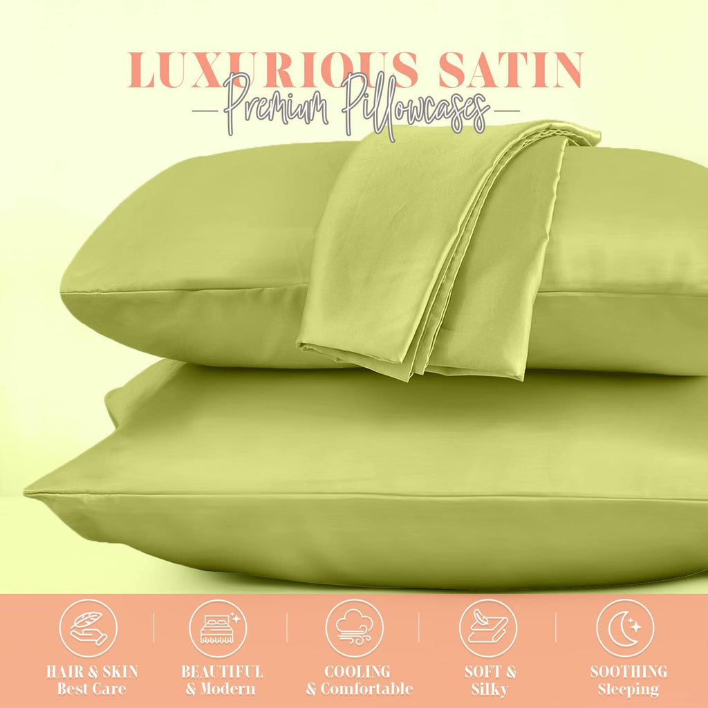 Elegantcomfort Elegant Comfort Silky and Luxurious 2-Piece Satin Pillowcase Set for Healthier Skin and Hair, Hidden Zipper Closure and Beau…