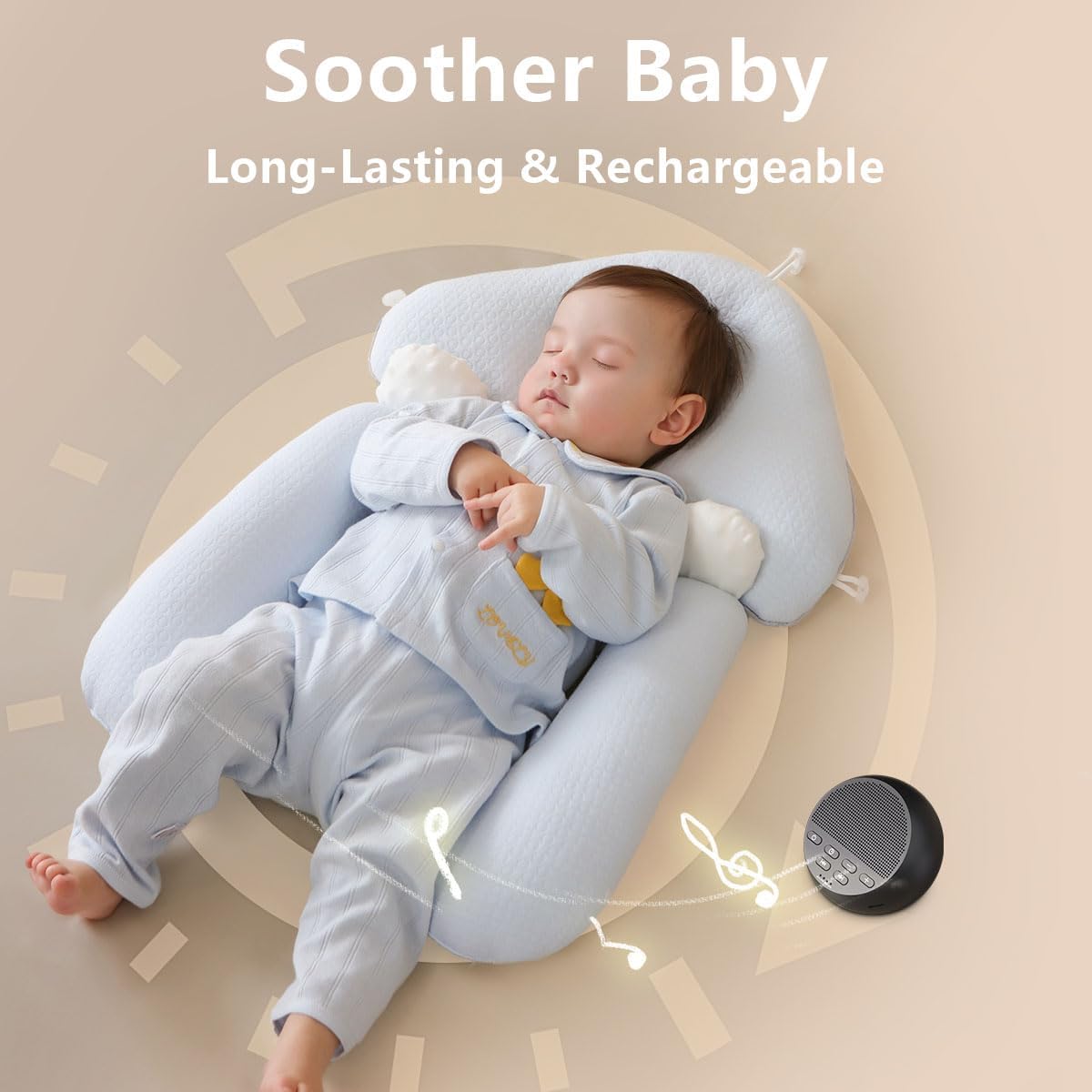 Portable Sound Machine White Noise Machine Nonstop 30 Soothing Sounds for Baby Kids Adults Pink Noise Sleep Machine 36-Level Vol Auto-Off…