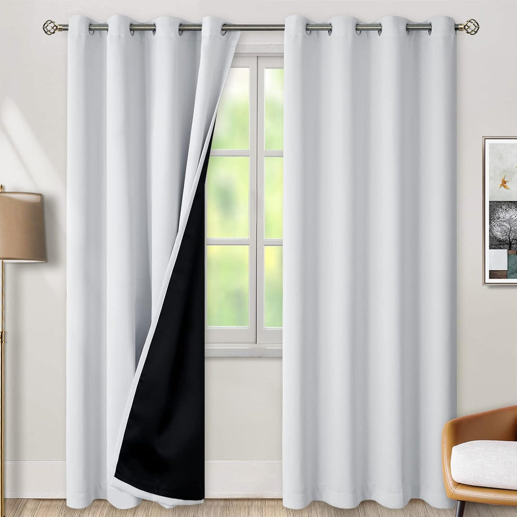 BGment Greyish White 100% Blackout Curtains for Living Room 84 Inch Length 2 Panels, Thermal Insulated Full Light Blocking Energy Save Wind…