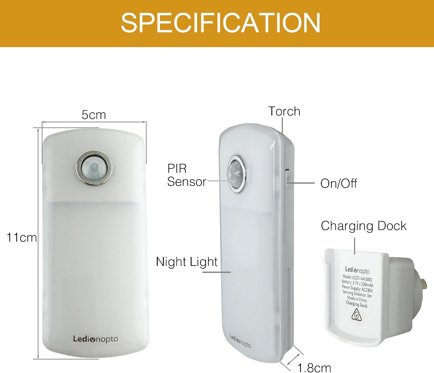 Night Light Plug into Wall with Motion Sensor, Auto On/Off, Portable with 3 Adjustable Modes, Nightlight for Kids, Nursery, Bedroom…