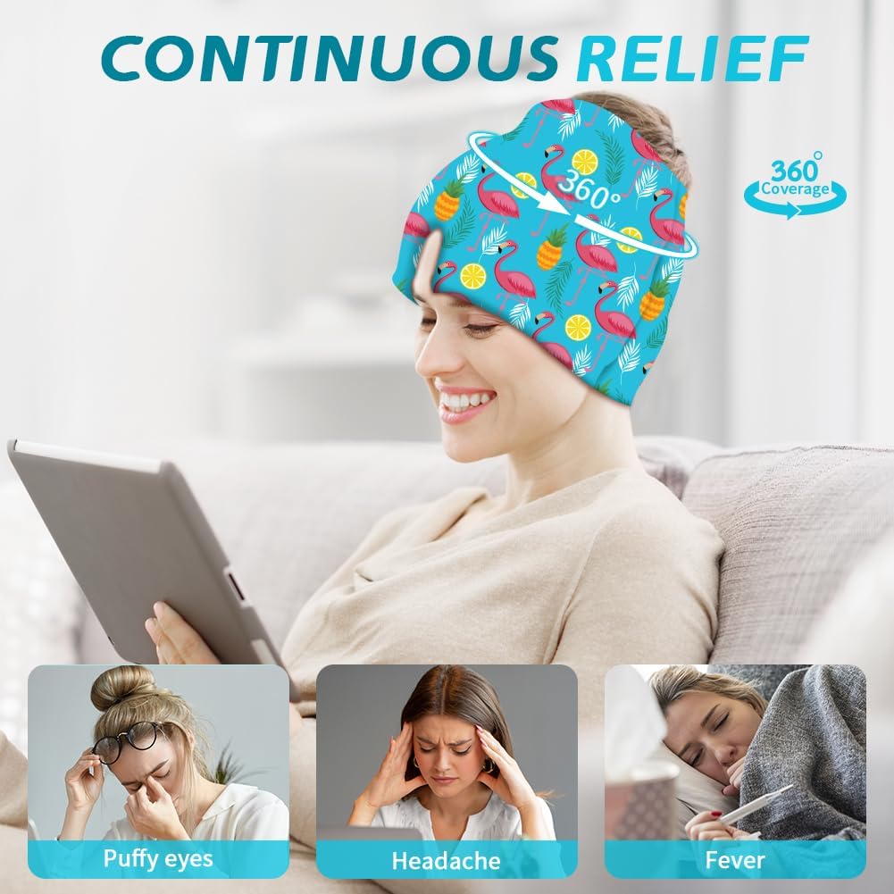 Conbella Migraine Relief Cap, Soothing Headache Ice Face Mask Products, Hot and Cold relaxation, Migraine Headache Relief Cap for…