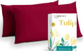 Carressa Linen Luxury Egyptian Cotton King Pillow Cases Set of 2-800 Series Tulips Collection Pillowcases for Sleeping (Red), Soft…