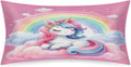 Satin Pillowcase for Hair and Skin Rainbow Pink Aniaml Unicorn Soft Silk Pillow Case with Envelope Closure Cooling Pillow Cases Slip King…
