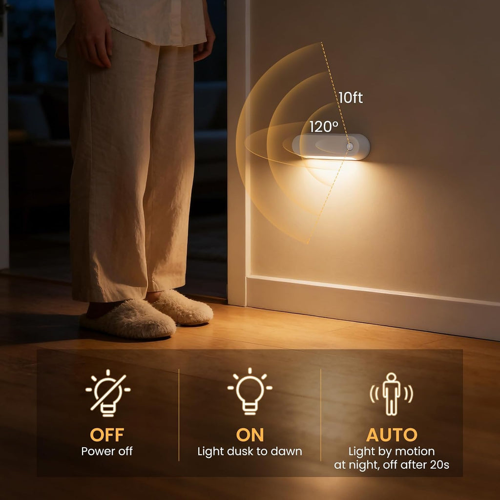 Motion Sensor Night Light, 1800mAh Rechargeable Battery Operated Step Lights, 3000K Warm White Wireless Under Cabinet Lighting for…