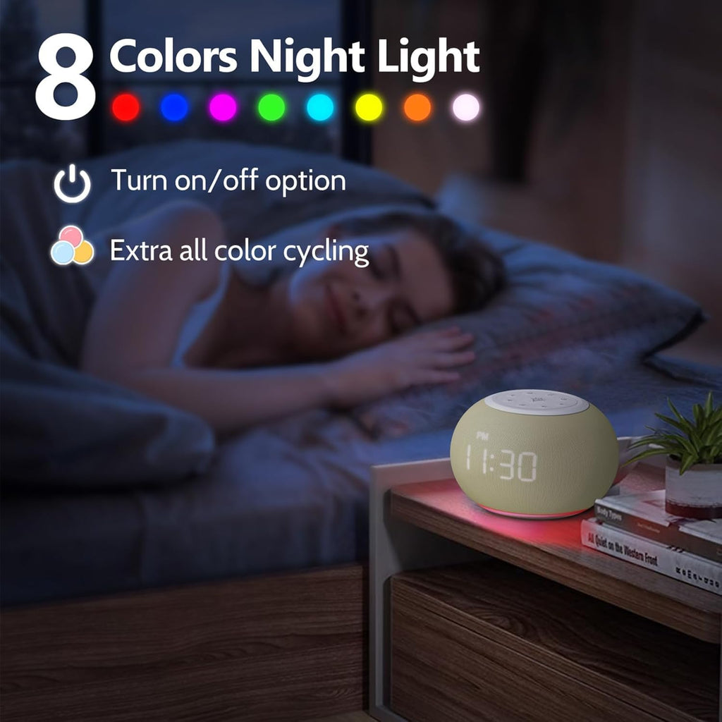 Reacher Auto-Dimmable Alarm Clock White Noise Machine with Night Light, 20 Soothing Sounds, Sleep Timer, Fabric LED Display, Precise…