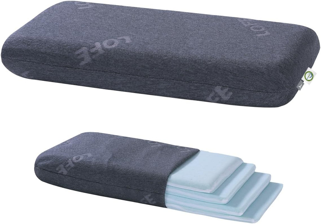 Lofe King Adjustable Memory Foam Pillow - 4 Height from 1.2 to 4.8in, CertiPUR-US Cervical Pillow for Neck, Neck Support Pillow for Side S…