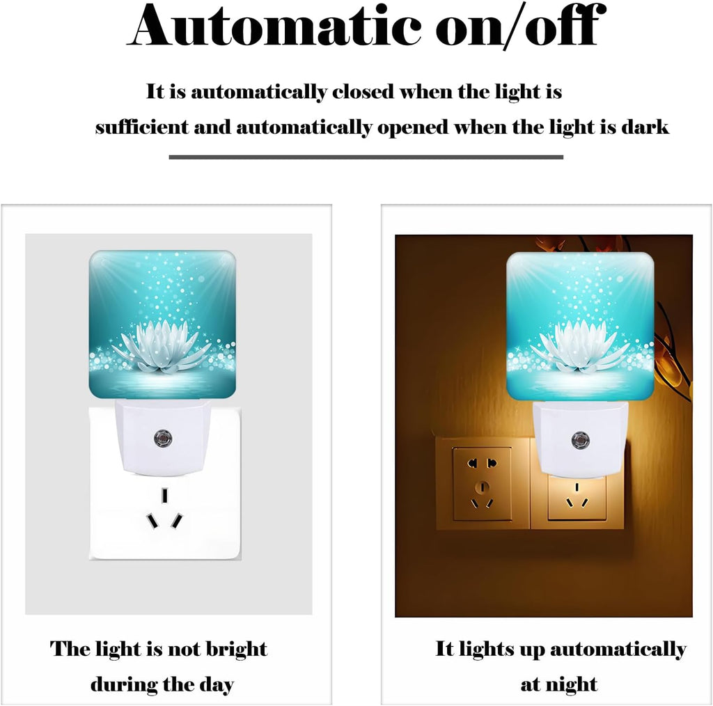 Sparkle Blue Zen Lotus Flower Night Light, Plug Into Wall Decor for Stairway, Hallway, Kitchen, Dusk to Dawn Sensor Nightlights for…