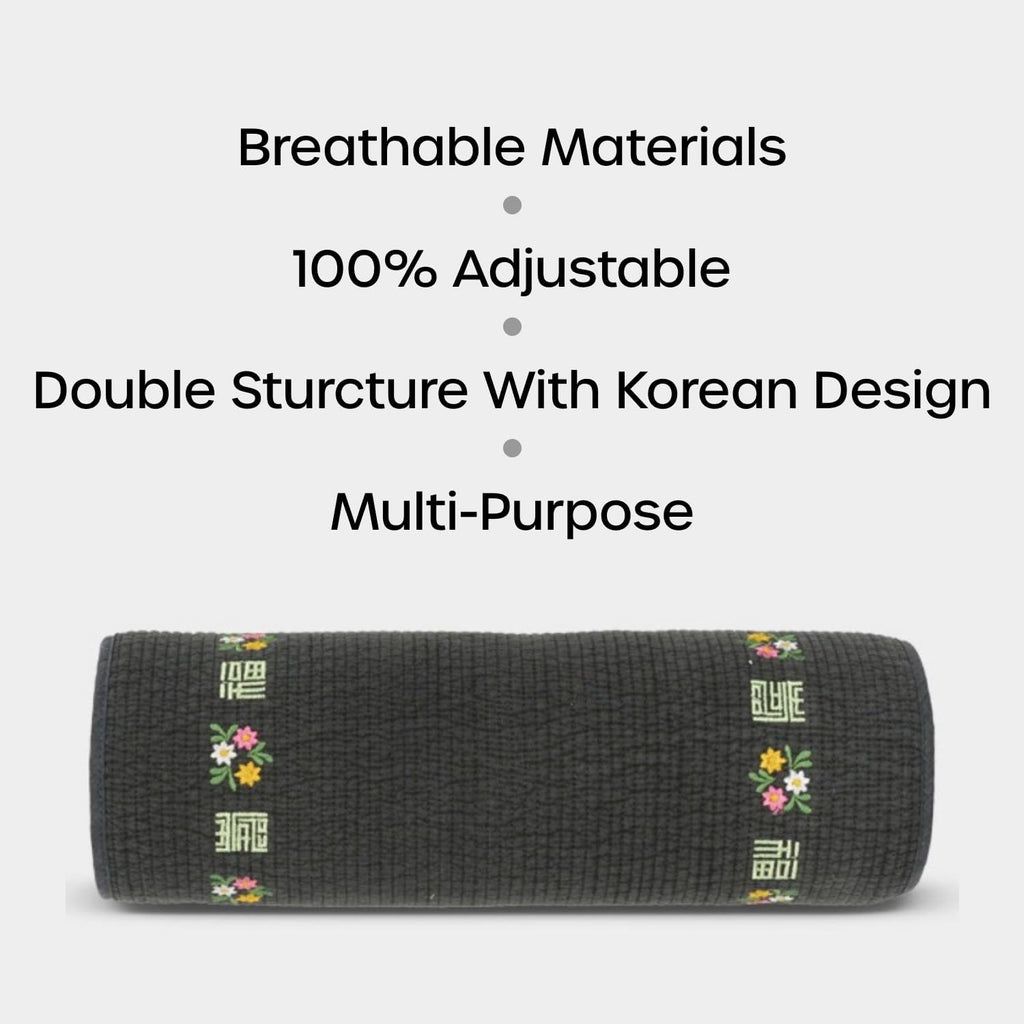 Kepitome 12-inch Korean Buckwheat Cervical Neck Roll — Compact Cypress-Filled Bolster Pillow for Targeted Neck Support (BTS Jungkook…
