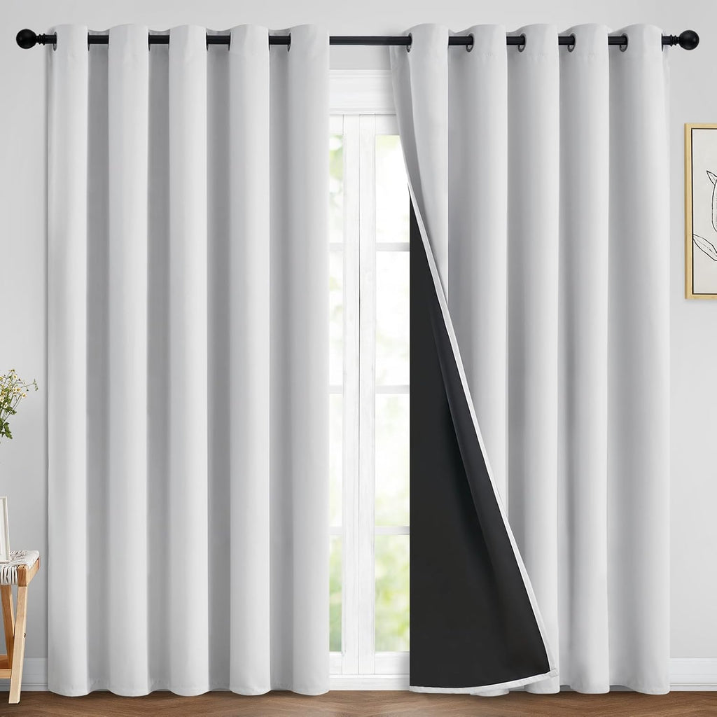 Yakamok 100% Blackout Curtains 84 Inches Long, 2 Thick Layers Heat and Full Light Blocking Soft Thermal Insulated Drapes for Bedroom(70" Wi…