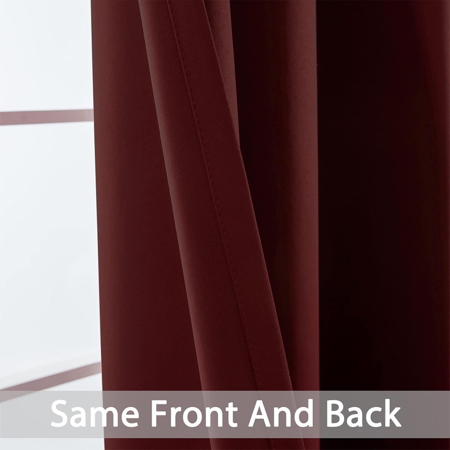 Yakamok Blackout Curtains for Bedroom, Thermal Insulated Blackout Window Curtains with Grommet Top for Living Room- Burgundy Red- 38W x…