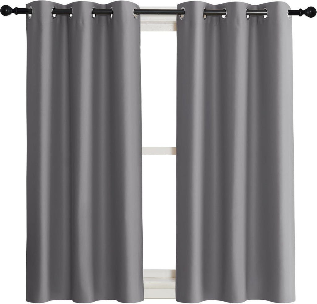 NICETOWN Blackout Curtain Blind for Bedroom, Single Panel, W42 x L45 inches, Grey/Gray, Thermal Insulated Grommet Blackout Room Darkening…