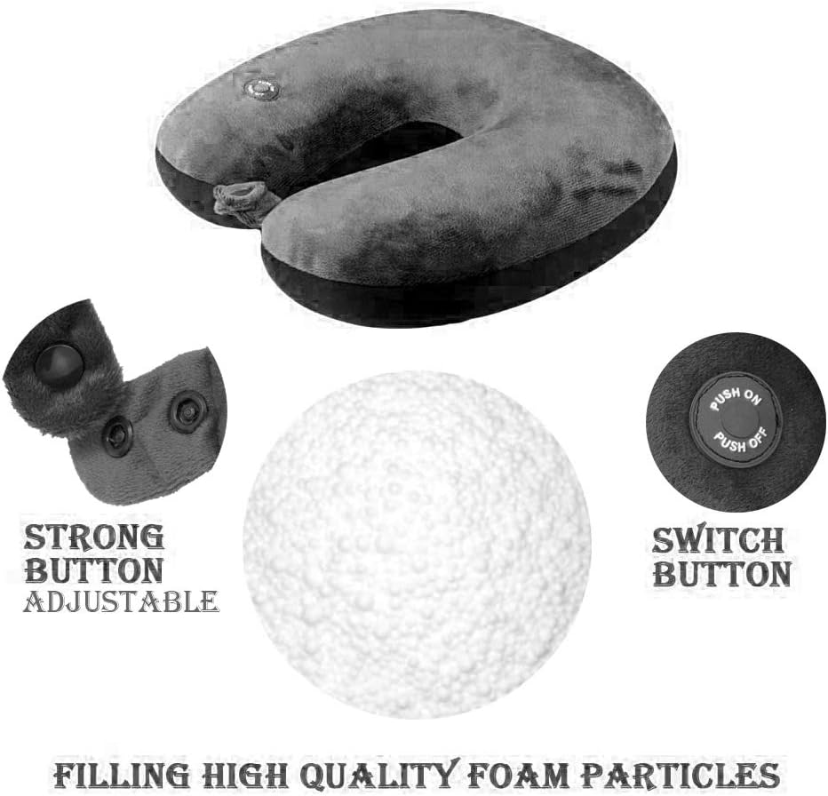 Hooshing Neck Pillow Massager Vibrating Black for relaxation Support Shoulder Fatigue in Car Home and Office Black