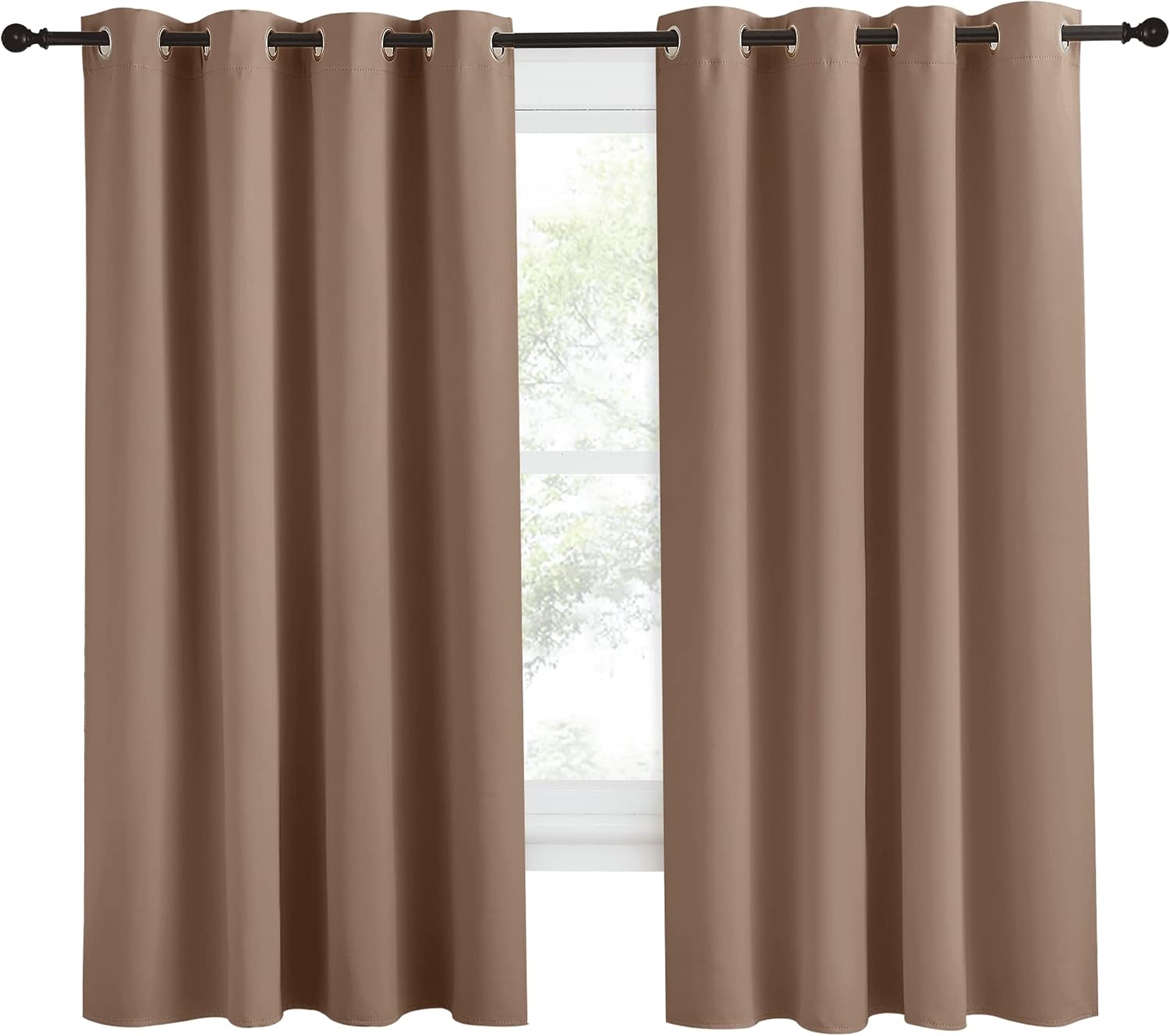 NICETOWN Grommet Top Blackout Curtain Panel, 55 inches Wide by 68 inches Long, 1 Piece, Cappuccino Color, Thermal Insulated Room…