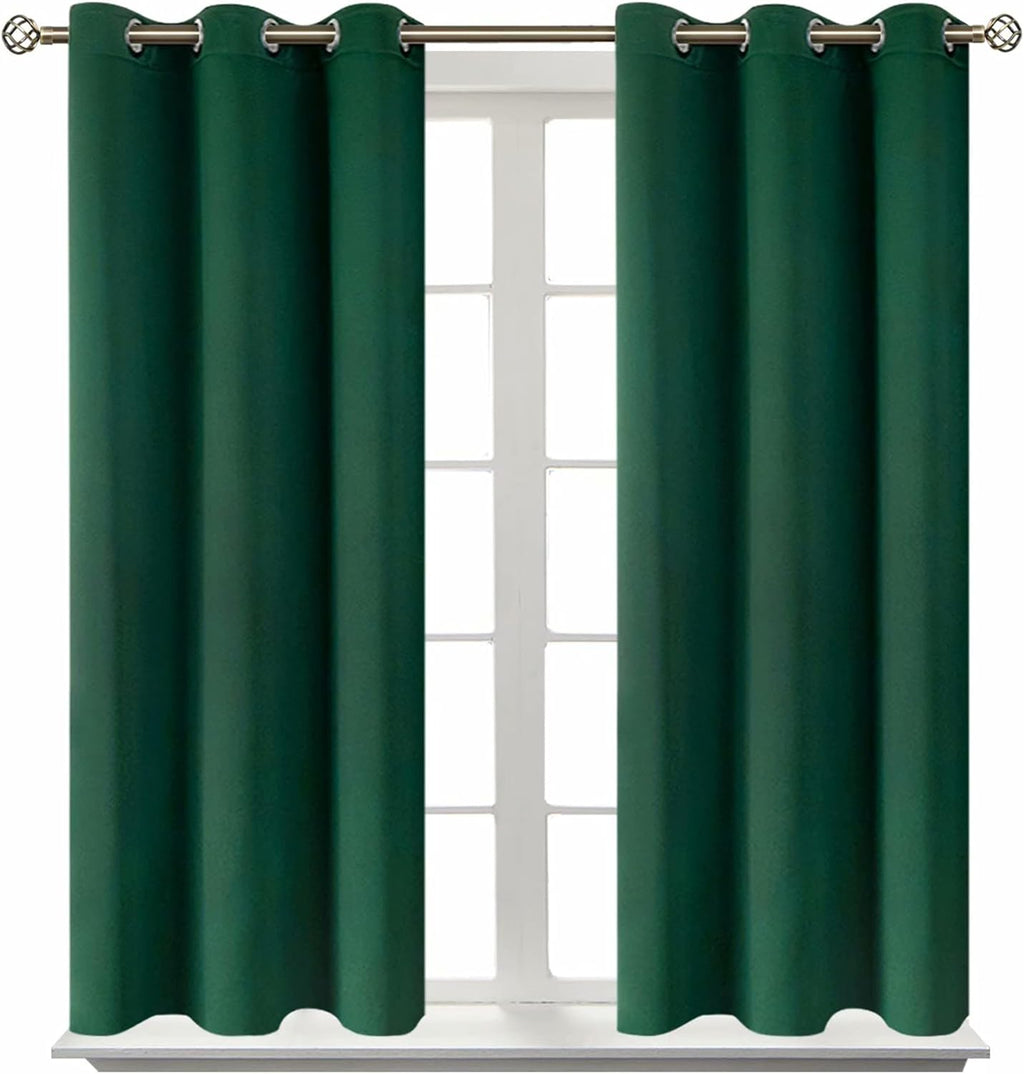 BGment Blackout Curtains for Bedroom - Grommet Thermal Insulated Room Darkening Drapes for Living Room, Set of 2 Panels (38 x 45 Inch, Emer…
