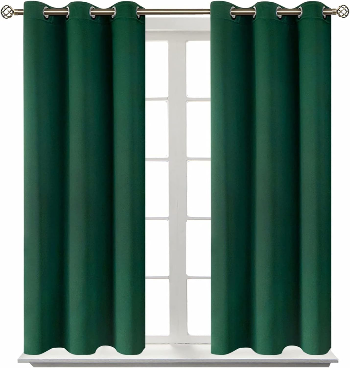 BGment Blackout Curtains for Bedroom - Grommet Thermal Insulated Room Darkening Drapes for Living Room, Set of 2 Panels (38 x 45 Inch, Emer…