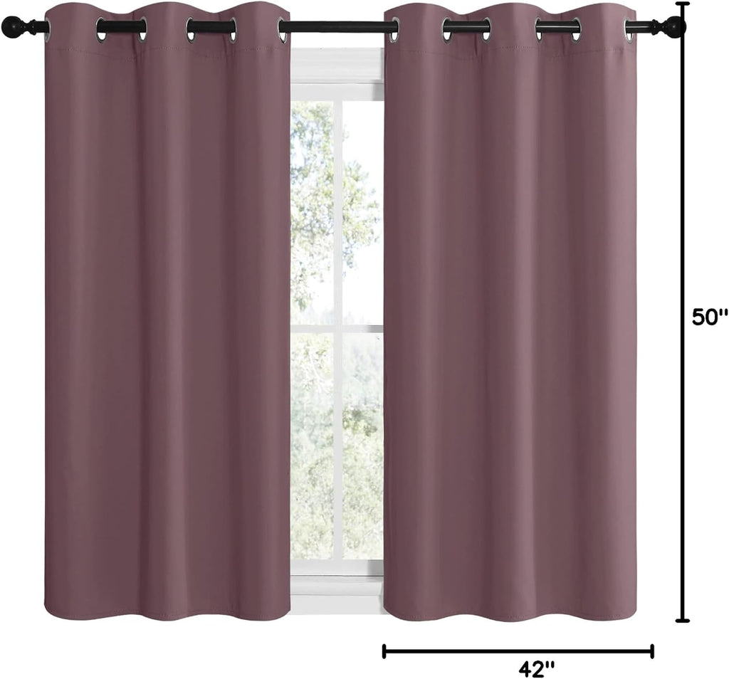 NICETOWN Dry Rose Room Darkening Curtains for Kitchen, Set of 2, 42 inches Wide by 50 inches Long, Window Treatment Thermal Insulated…