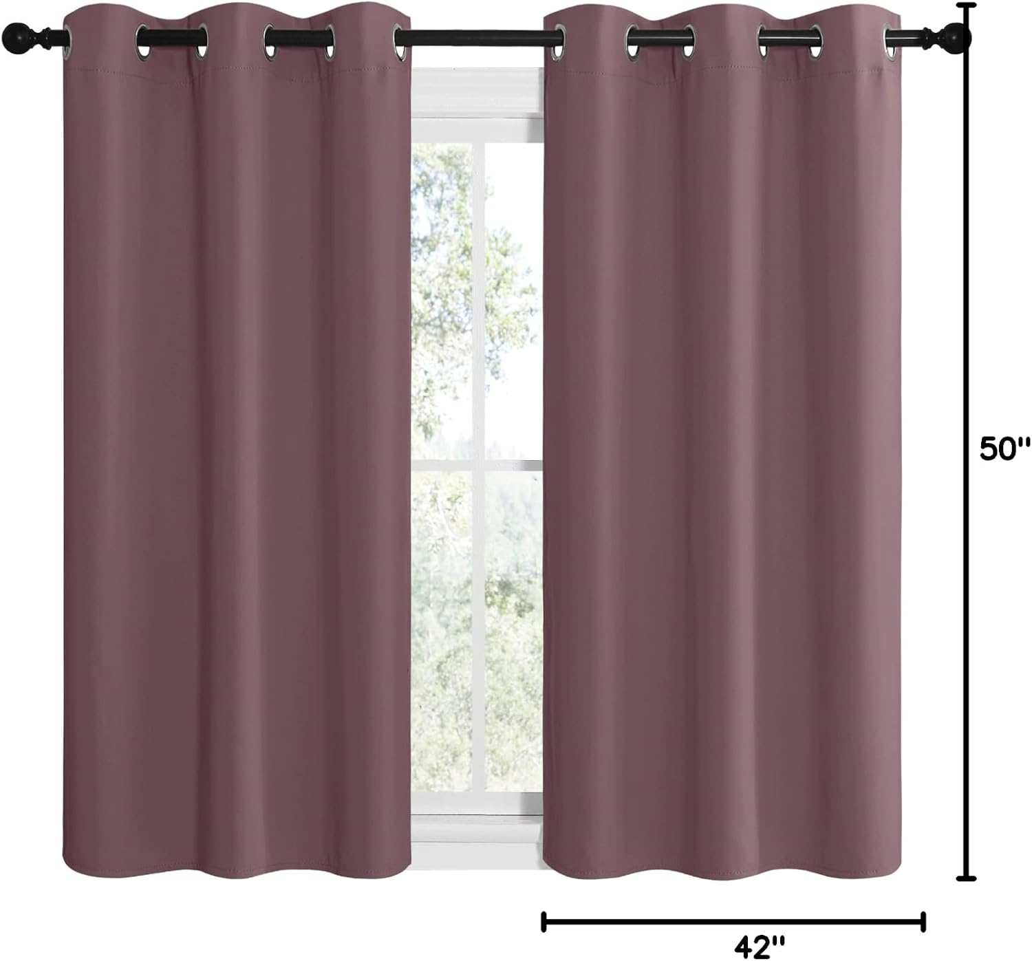 NICETOWN Dry Rose Room Darkening Curtains for Kitchen, Set of 2, 42 inches Wide by 50 inches Long, Window Treatment Thermal Insulated…