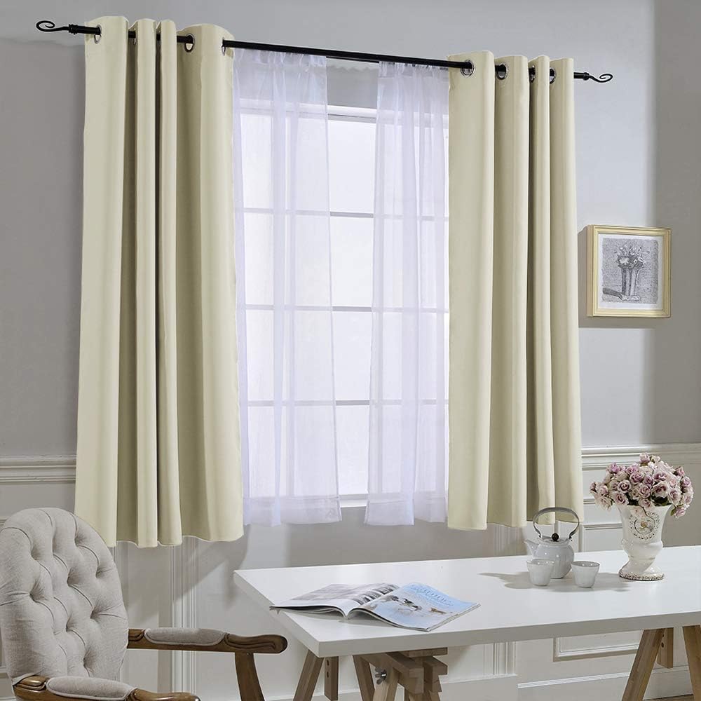 Nicetown Half Window Curtains for Bedroom - Silver Grommet Modern Thermal Insulated Home Decor Window Coverings for Nursery/Flat, Beige, W5…