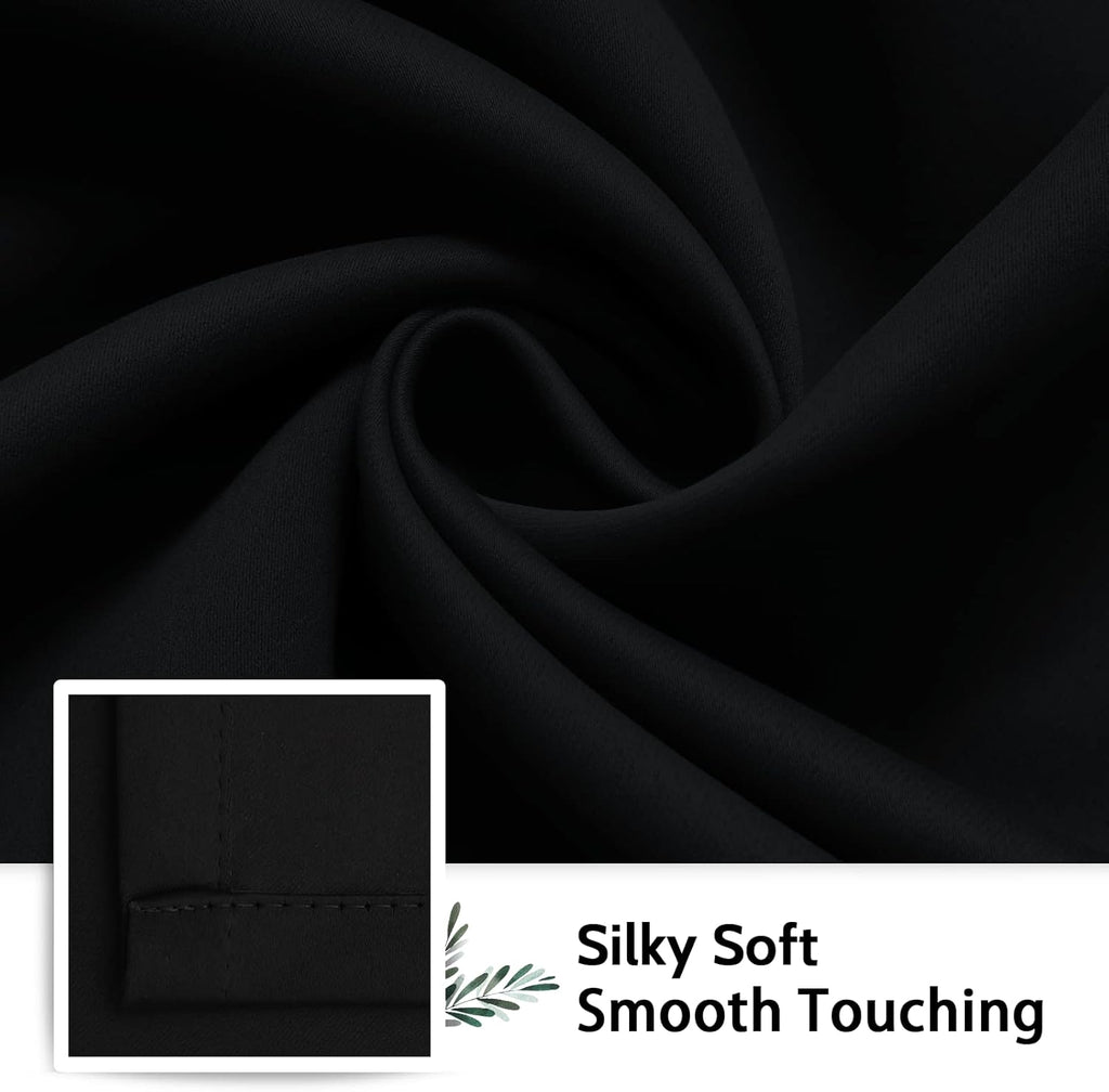 SimpleHome 100% Blackout Curtains for Bedroom, Thermal Insulated Grommet Window Drapes Room Darkening Black Curtains for Living Room with Bl…
