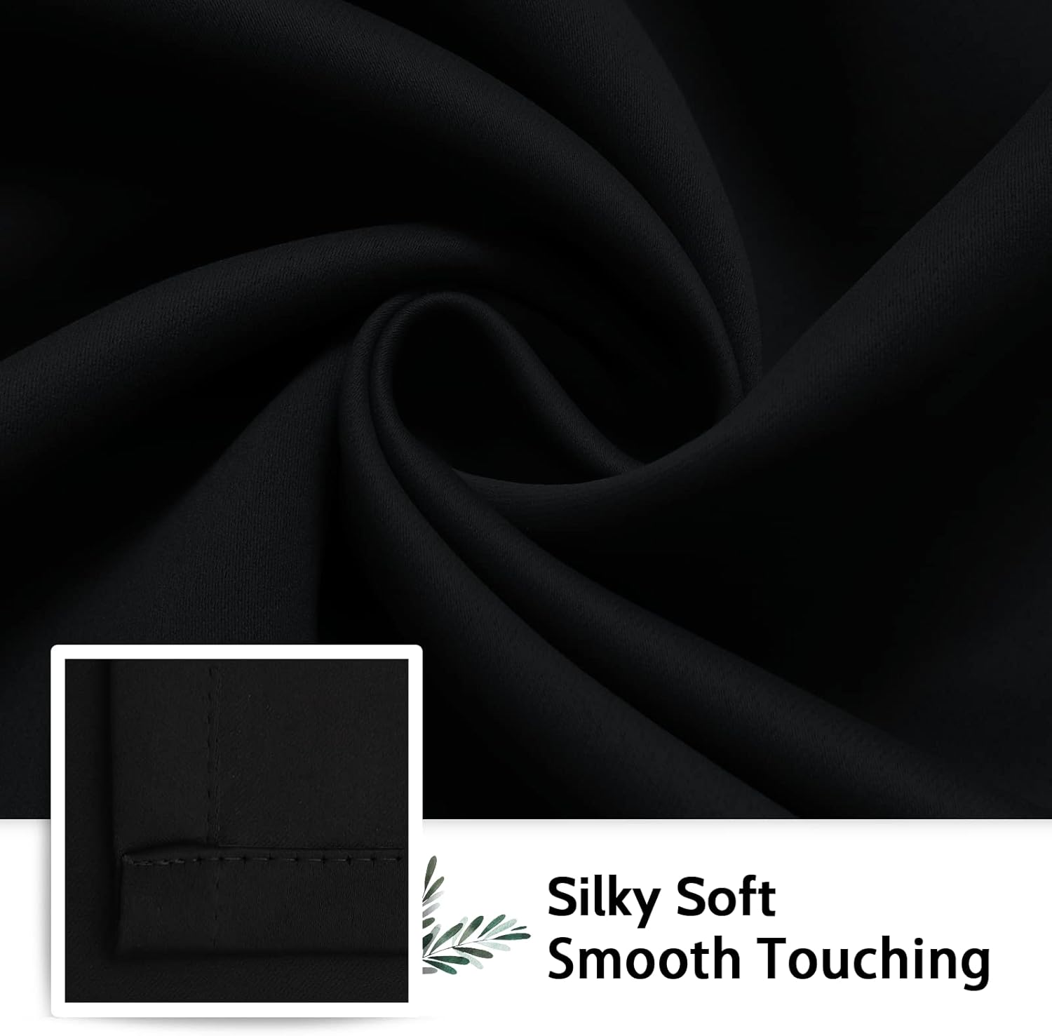 SimpleHome 100% Blackout Curtains for Bedroom, Thermal Insulated Grommet Window Drapes Room Darkening Black Curtains for Living Room with Bl…