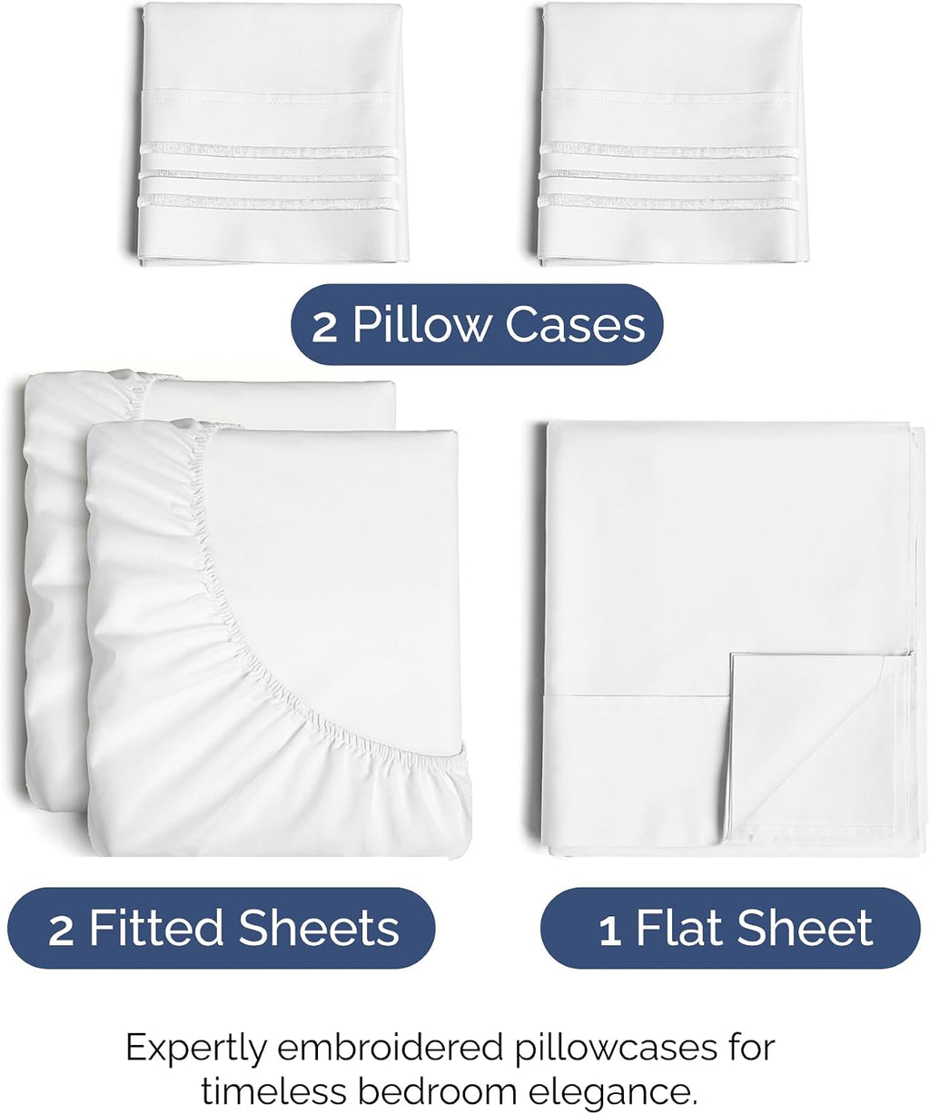 Split King Size 5 Piece Sheet Set - Comfy Breathable & Cooling Sheets - Hotel Luxury Bed Sheets for Women & Men - Deep Pockets, Easy-Fit…