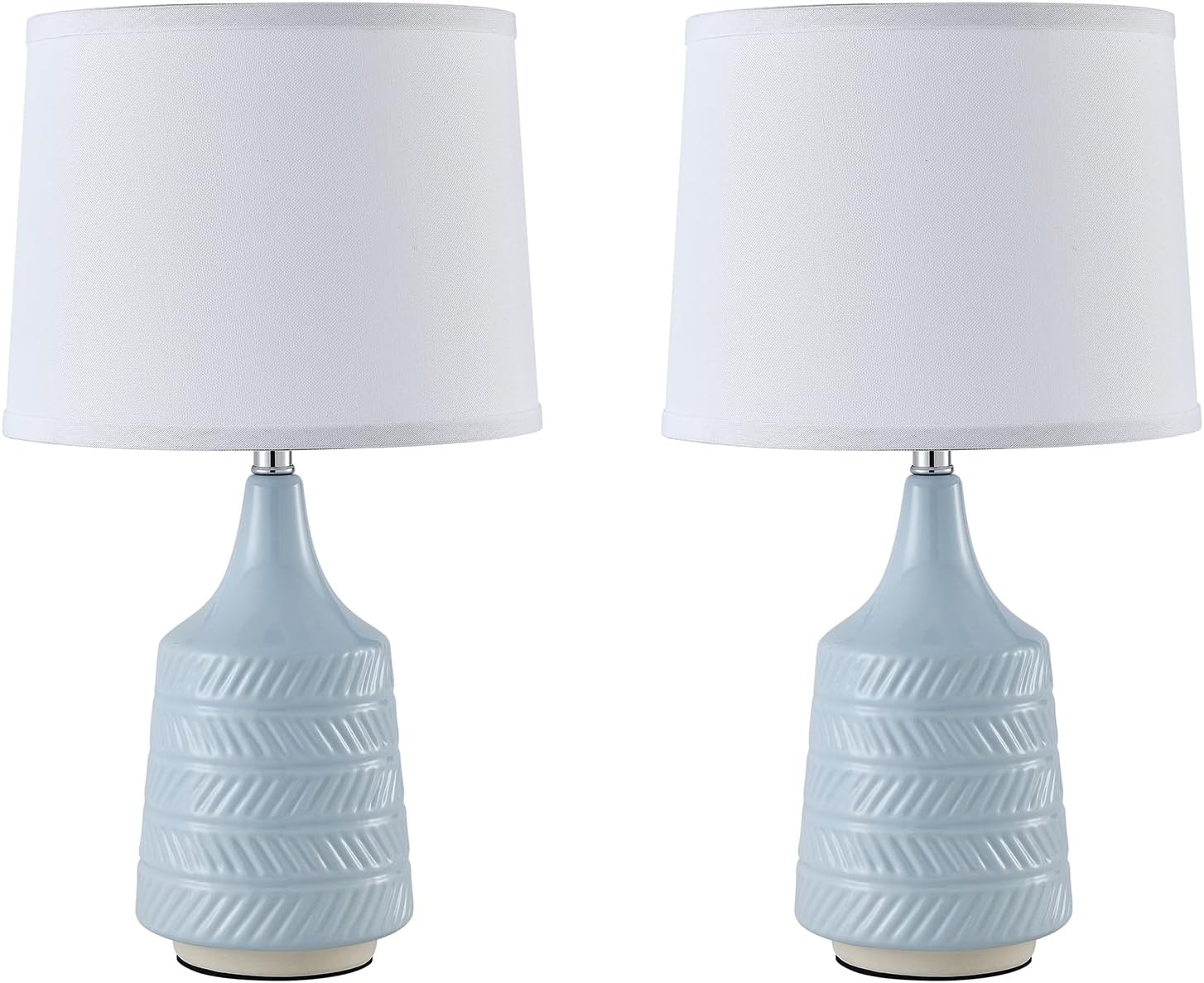 Sky Blue Ceramic Table Lamps Set of 2, 18.5" Modern Bedside Lamps for Night Stands, Classic Small Lamps for Living Room End Tables…