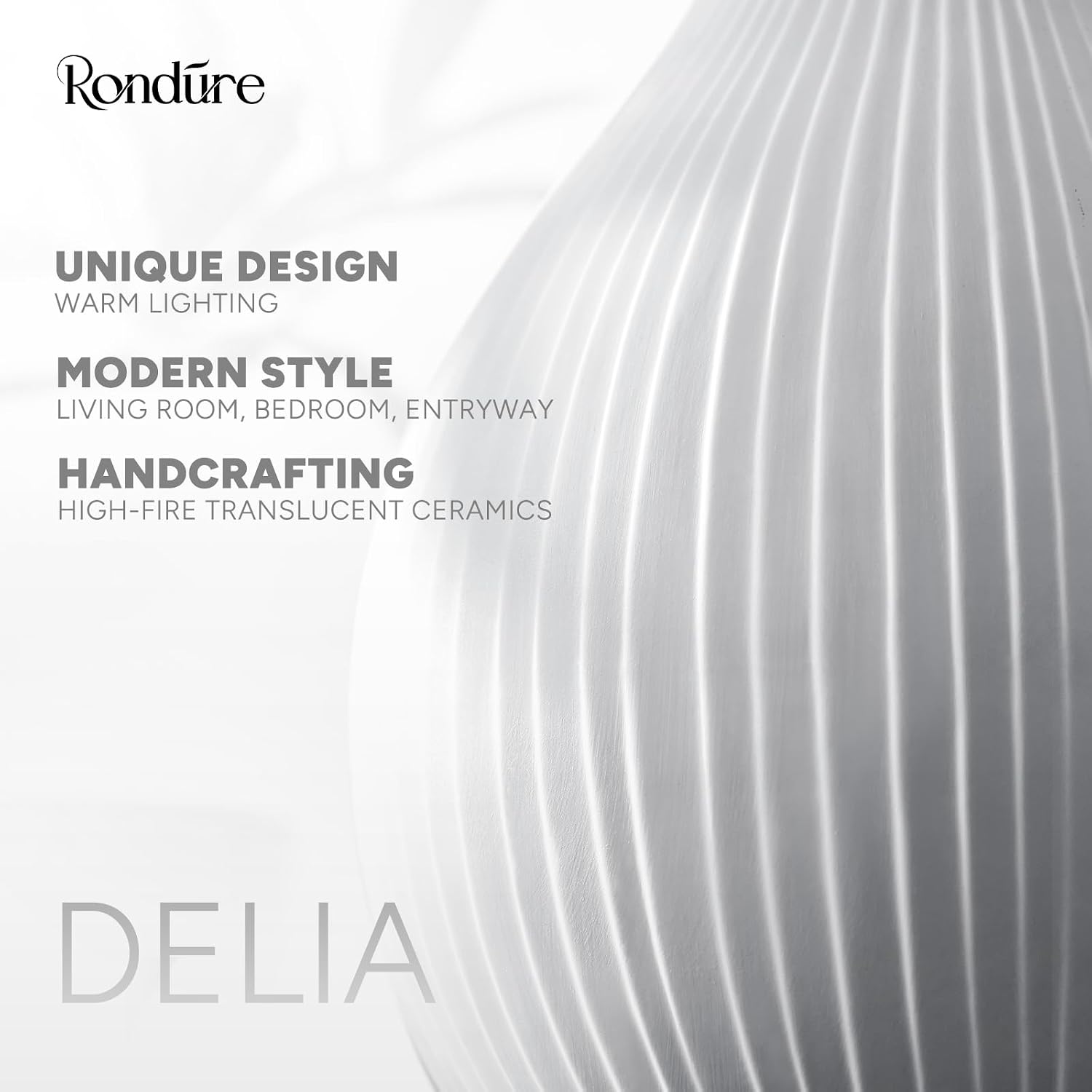 RONDURE 11.0" Modern Ceramic Table Lamp, Fully Dimmable Modern Bedside Lamps for Bedroom, Living Room and Nightstand, White Translucent…
