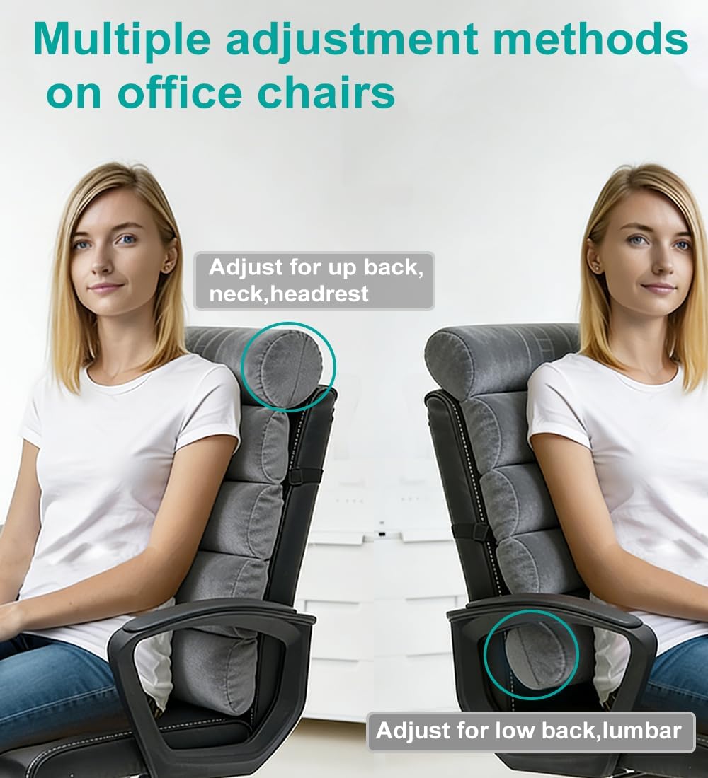 Lumbar Support Pillow for Office Chair, Computer/Desk Chair/Couch, Sitting on Bed, Back Support Adjustable for Chair, Patented 6-fold…