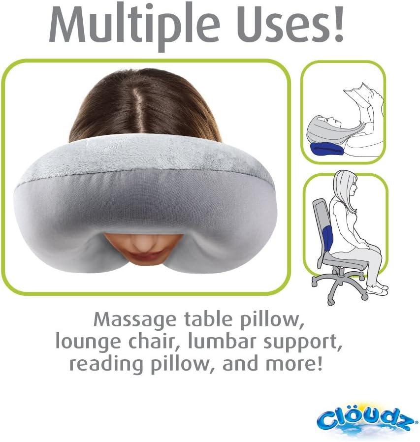 Cloudz Dual Comfort Microbead Airplane Travel Neck Pillow. Super Soft Cozy Plush Fabric on One Side, Cool Relaxing Spandex on The Other!…