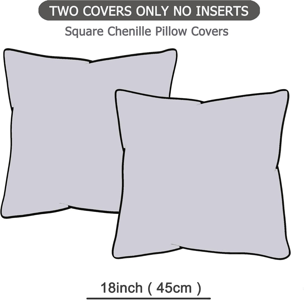 Gawamay Set of 2 Soft Textured Chenille Throw Pillow Covers 18x18 Inch (45x45 CM), Decorative Pillowcases Cushion Covers for Farmhouse Home…