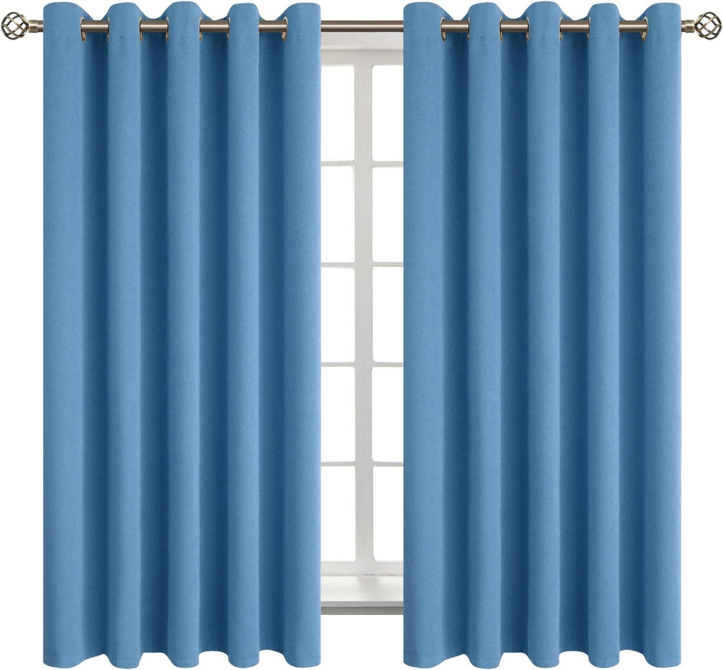 BGment Blackout Curtains - Grommet Thermal Insulated Room Darkening Bedroom and Living Room Curtains, Set of 2 Panels (70 x 63 Inch, Denim)…